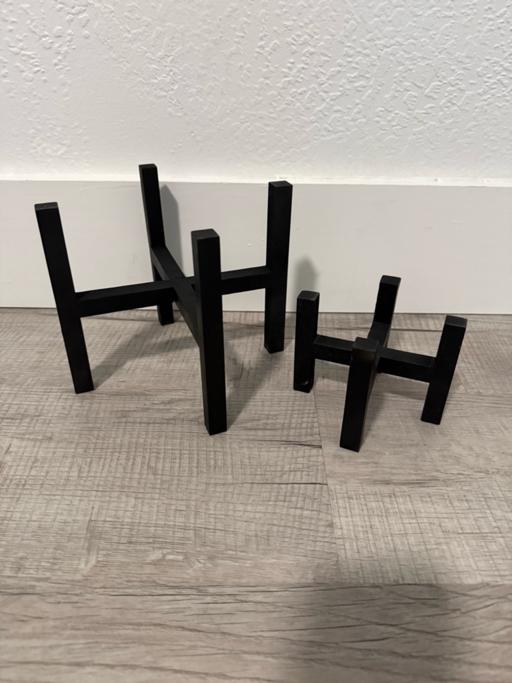 Black Wooden Plant Stands - Set of 2
